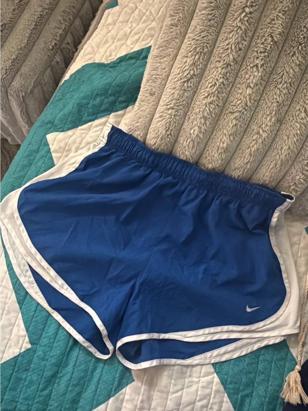 Nike Women's Blue Athletic Shorts with White Trim
